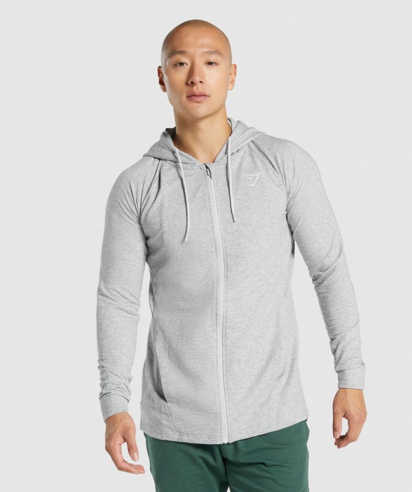 Men\'s Gymshark Critical 2.0 Zip Up Hoodie Light Grey | CA 36DA71